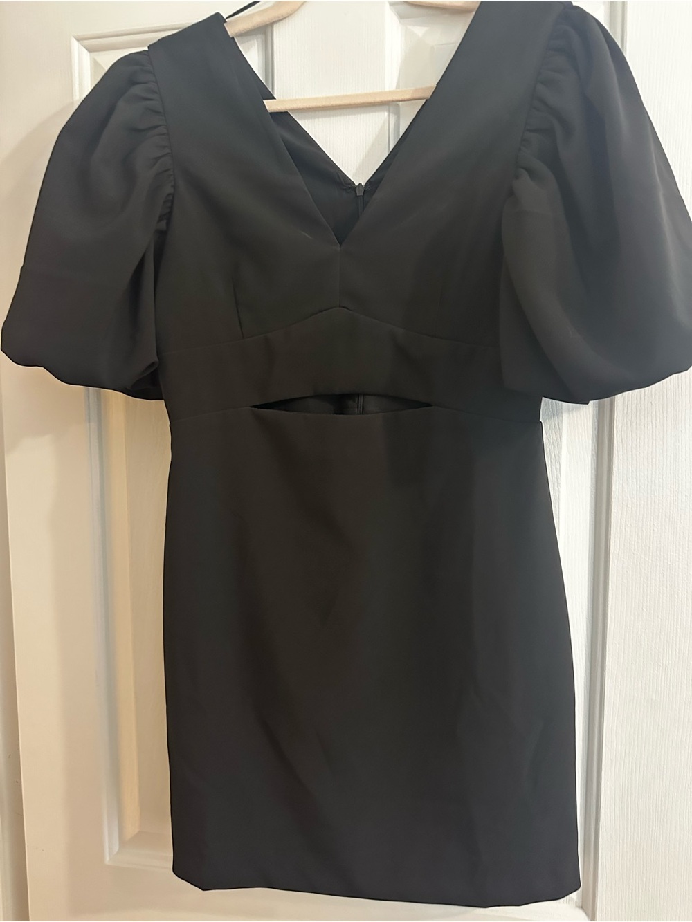 Vici Black Puff Sleeve V-Neck Mini Dress
